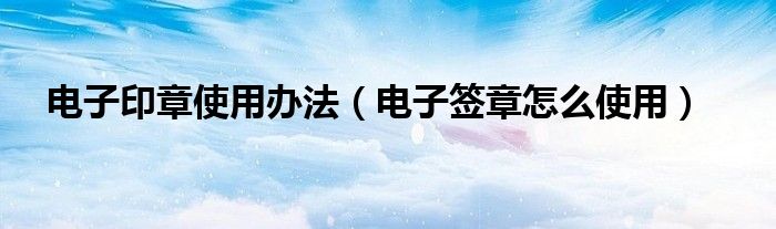电子印章使用办法（电子签章怎么使用）