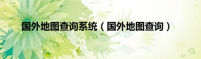 国外地图查询系统（国外地图查询）