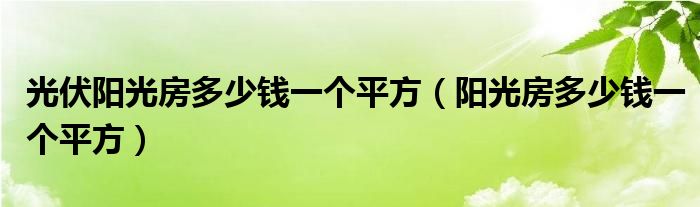 光伏阳光房多少钱一个平方（阳光房多少钱一个平方）
