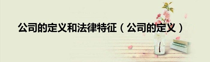 公司的定义和法律特征（公司的定义）