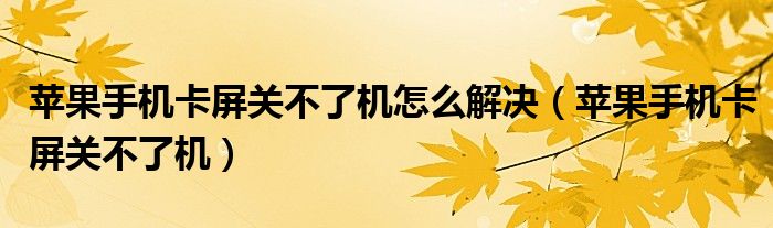 苹果手机卡屏关不了机怎么解决（苹果手机卡屏关不了机）