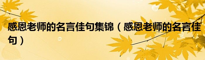 感恩老师的名言佳句集锦（感恩老师的名言佳句）