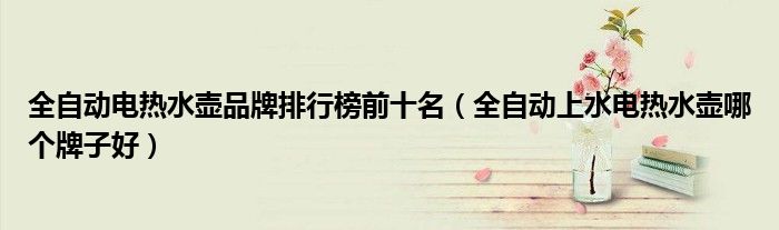 全自动电热水壶品牌排行榜前十名（全自动上水电热水壶哪个牌子好）