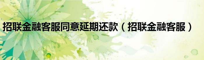 招联金融客服同意延期还款（招联金融客服）