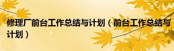 修理厂前台工作总结与计划（前台工作总结与计划）