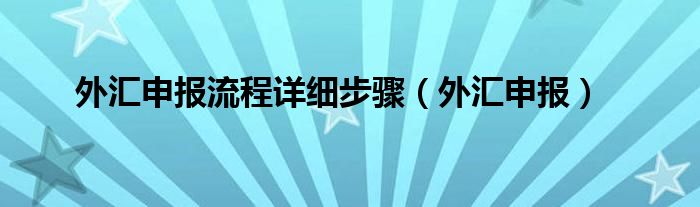 外汇申报流程详细步骤（外汇申报）