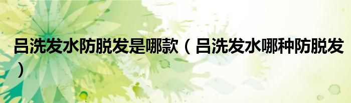 吕洗发水防脱发是哪款（吕洗发水哪种防脱发）