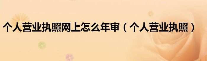 个人营业执照网上怎么年审（个人营业执照）