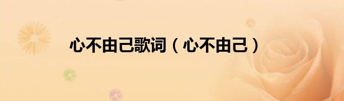 心不由己歌词（心不由己）