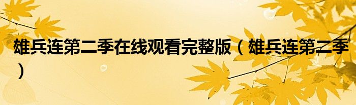 雄兵连第二季在线观看完整版（雄兵连第二季）