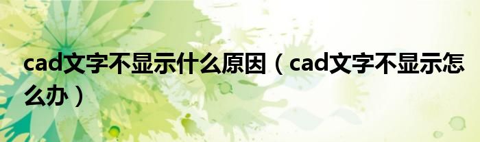 cad文字不显示什么原因（cad文字不显示怎么办）