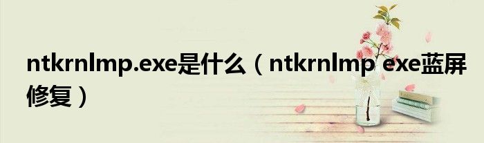 ntkrnlmp.exe是什么（ntkrnlmp exe蓝屏修复）