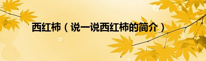 西红柿（说一说西红柿的简介）