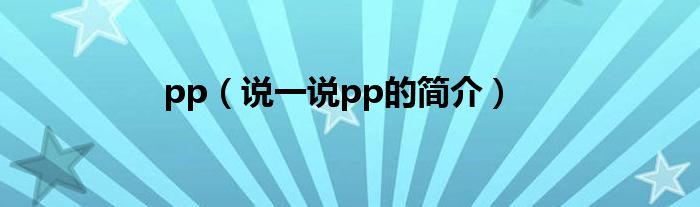 pp（说一说pp的简介）