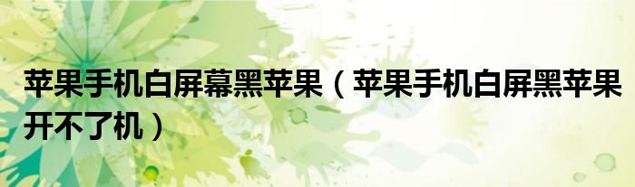 苹果手机白屏幕黑苹果（苹果手机白屏黑苹果开不了机）