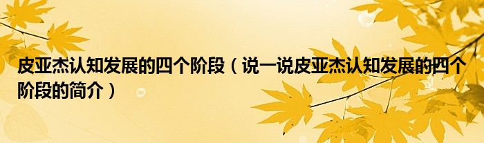 皮亚杰认知发展的四个阶段（说一说皮亚杰认知发展的四个阶段的简介）