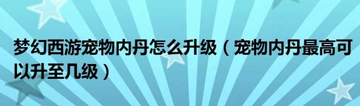 梦幻西游宠物内丹怎么升级（宠物内丹最高可以升至几级）