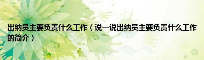 出纳员主要负责什么工作（说一说出纳员主要负责什么工作的简介）