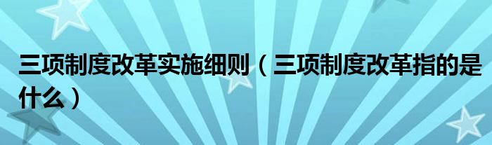 三项制度改革实施细则（三项制度改革指的是什么）