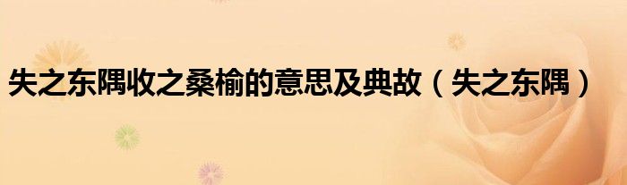 失之东隅收之桑榆的意思及典故（失之东隅）