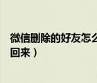 微信删除的好友怎么加回来电脑上（微信删除的好友怎么加回来）