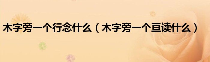 木字旁一个行念什么（木字旁一个亘读什么）