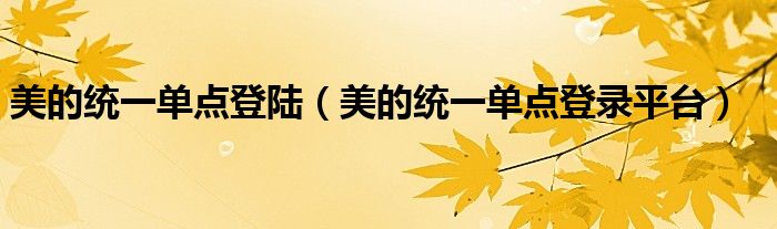 美的统一单点登陆（美的统一单点登录平台）