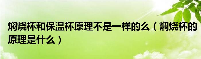 焖烧杯和保温杯原理不是一样的么（焖烧杯的原理是什么）