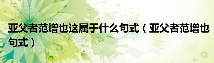 亚父者范增也这属于什么句式（亚父者范增也句式）