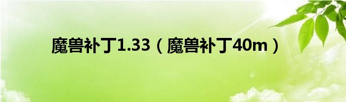 魔兽补丁1.33（魔兽补丁40m）