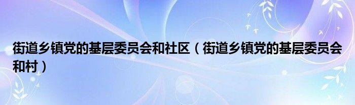 街道乡镇党的基层委员会和社区（街道乡镇党的基层委员会和村）