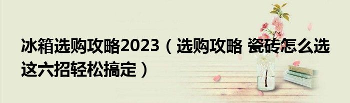 冰箱选购攻略2023（选购攻略 瓷砖怎么选 这六招轻松搞定）