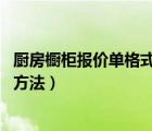 厨房橱柜报价单格式范本（厨房橱柜报价 厨房橱柜价格计算方法）