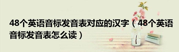 48个英语音标发音表对应的汉字（48个英语音标发音表怎么读）