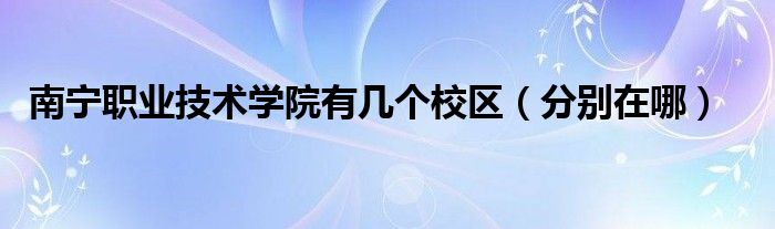 南宁职业技术学院有几个校区（分别在哪）