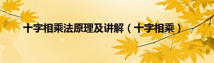 十字相乘法原理及讲解（十字相乘）