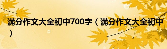 满分作文大全初中700字（满分作文大全初中）