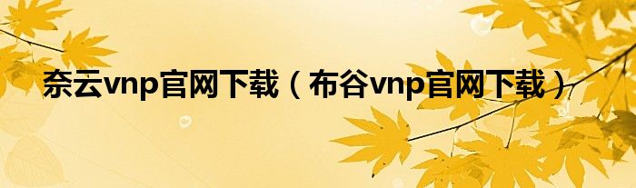 奈云vnp官网下载（布谷vnp官网下载）