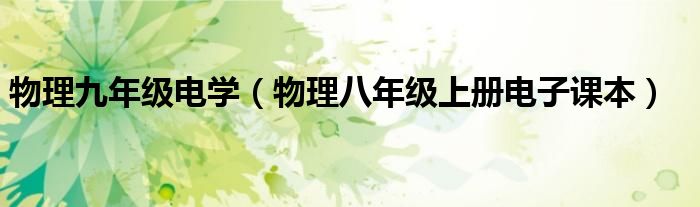 物理九年级电学（物理八年级上册电子课本）