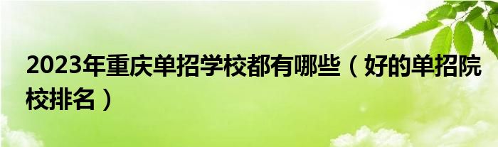 2023年重庆单招学校都有哪些（好的单招院校排名）