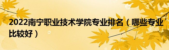 2022南宁职业技术学院专业排名（哪些专业比较好）