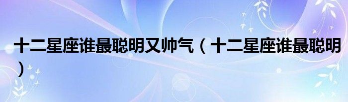 十二星座谁最聪明又帅气（十二星座谁最聪明）