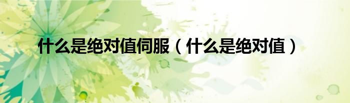 什么是绝对值伺服（什么是绝对值）