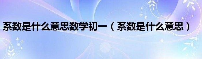 系数是什么意思数学初一（系数是什么意思）