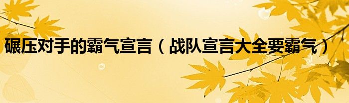 碾压对手的霸气宣言（战队宣言大全要霸气）