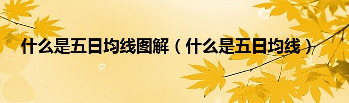 什么是五日均线图解（什么是五日均线）