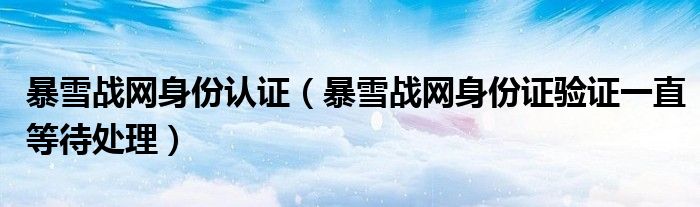 暴雪战网身份认证（暴雪战网身份证验证一直等待处理）