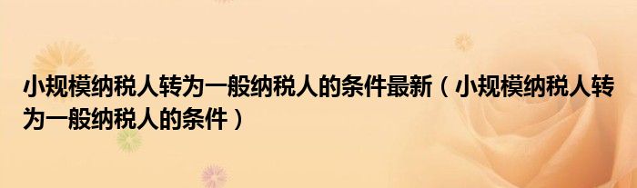 小规模纳税人转为一般纳税人的条件最新（小规模纳税人转为一般纳税人的条件）