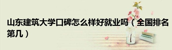 山东建筑大学口碑怎么样好就业吗（全国排名第几）