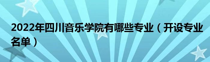 2022年四川音乐学院有哪些专业（开设专业名单）